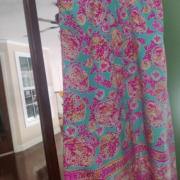 VEUC Sz M Lilly Pulitzer Sea Silk Dusk dress - Hot Pink, Turquoise, Coral, White - Picture 6 of 11